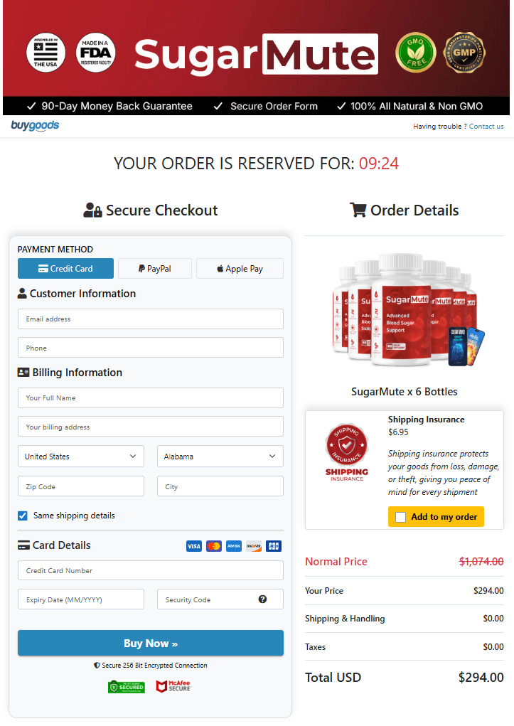 SugarMute order page